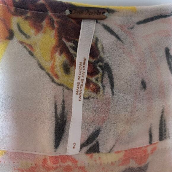 Free People Mini Dress Size 2 Y2K Part-Time Love Colorful Tie Front Cut Out - Picture 3 of 7